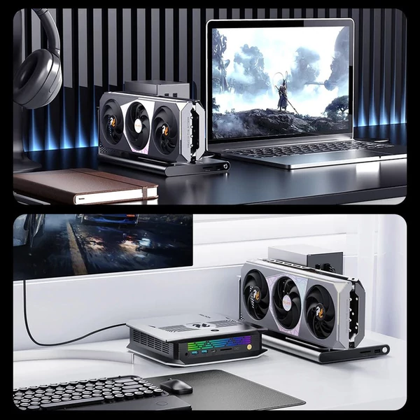PELADN Link S-3 laptop eGPU dokkoló – PCIe x16, Thunderbolt 5, 2.5G LAN, M.2, USB3.2, SD kártyaolvasó, ATX/SFX táp kompatibilis