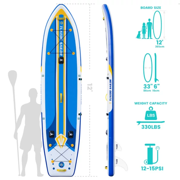 EPIC 12 lábas álló evezős deszka – könnyű, stabil SUP deszka vízi sportokhoz