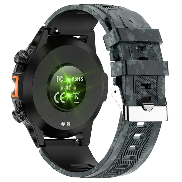 SENBONO V37Z okosóra – Egyedi videós számlap, 100+ sportmód, egészségmonitor, Bluetooth hívás, IP68 vízálló – Terepszínű
