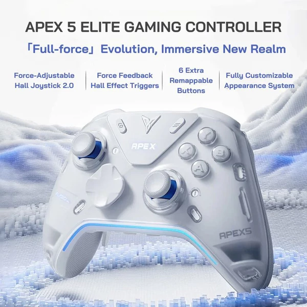 Flydigi APEX 5 vezeték nélküli gamer kontroller, állítható Hall 2.0 kar, rezgő Hall ravasz, 1000Hz frissítés