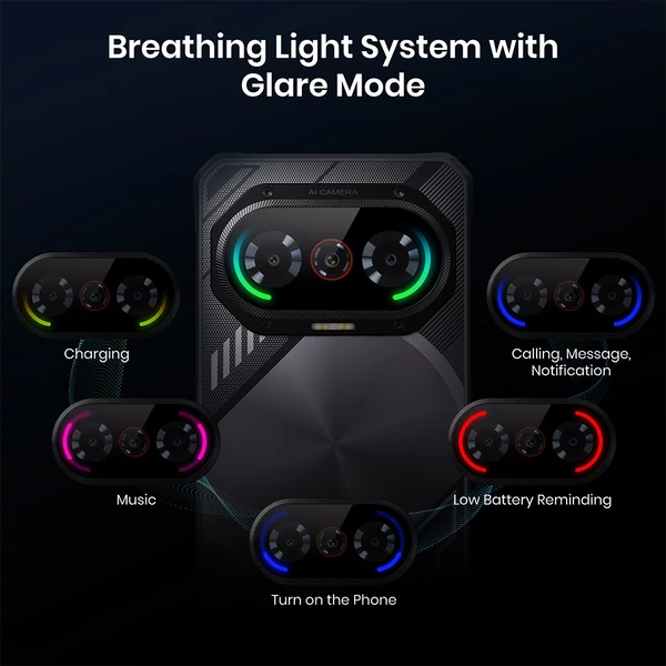 FOSSiBOT F114 strapabíró okostelefon 6.67", 4GB+128GB, Android 15, 50MP kamera, 5000mAh, IP68/IP69K, NFC, Face ID, GPS - Fekete