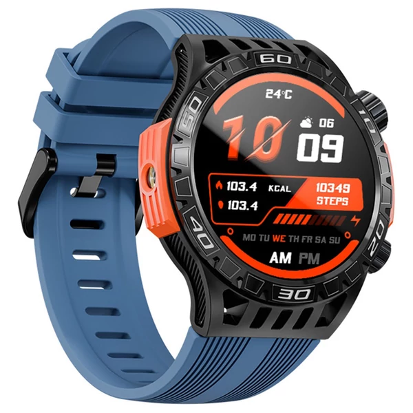 LOKMAT ZEUS 6 PRO okosóra zöld – dupla zseblámpa, Bluetooth hívás, 5ATM vízálló, AI hangasszisztens, egészségfigyelés - Kék