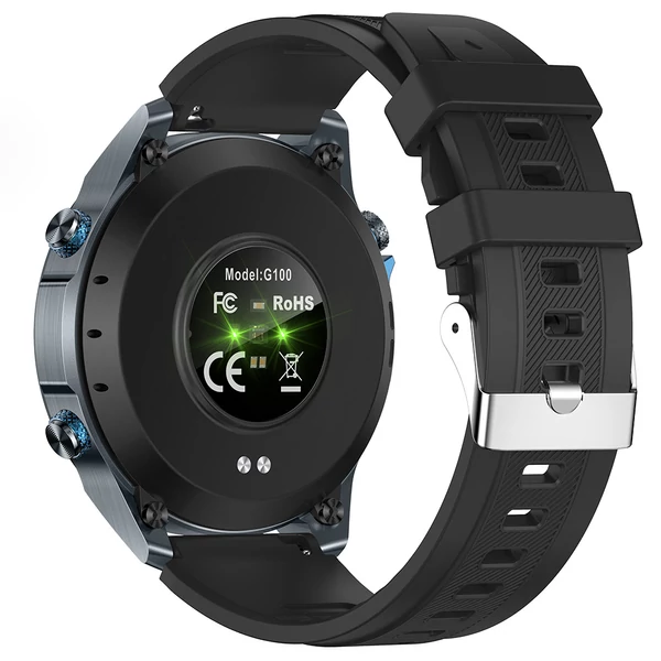 SENBONO G100 okosóra, vízálló 5ATM, Bluetooth hívás, GPS, 100+ sport mód, egészségfigyelés – Fekete-Kék