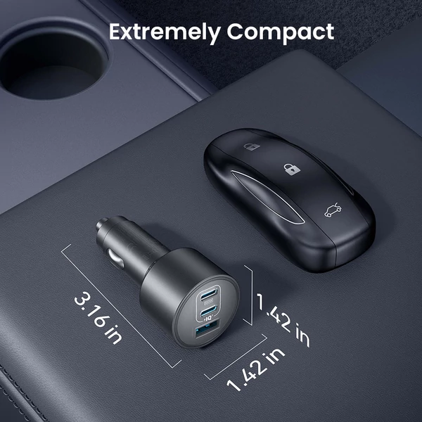 Anker Nano autós gyorstöltő 167.5W-os teljesítménnyel, 2x USB-C (100W, 45W) és 1x USB-A (22.5W) porttal