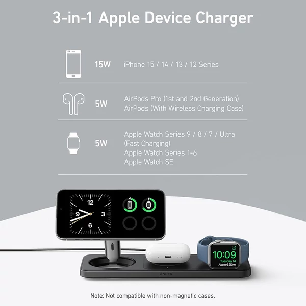 Anker, vezeték nélküli töltőállomás, MagSafe töltő