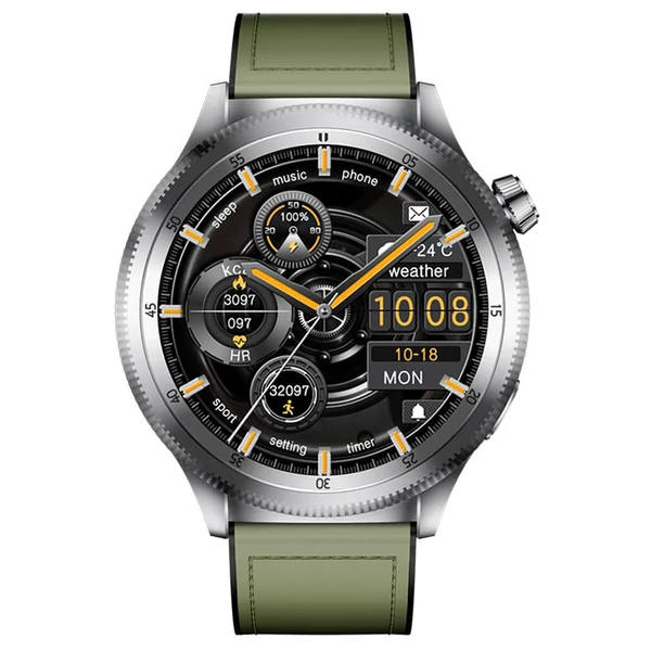 KUMI WATCH Gear GT3 okosóra, 1.43” AMOLED kijelző, AI hangvezérlés, egészségkövetés, Bluetooth hívás, IP68 vízálló – Ezüst