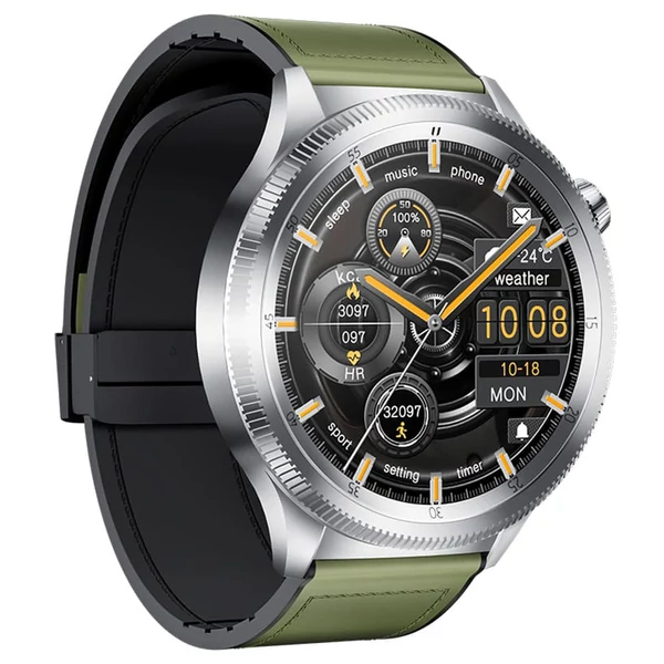 KUMI WATCH Gear GT3 okosóra, 1.43” AMOLED kijelző, AI hangvezérlés, egészségkövetés, Bluetooth hívás, IP68 vízálló – Ezüst