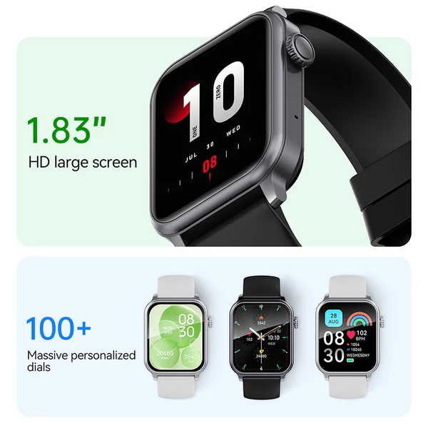 SENBONO JX633 okosóra 1.83" kijelzővel, IP68 vízállósággal, 600 mAh akkumulátorral, 100+ sport móddal, BT hívással, alváskövetéssel – Fekete