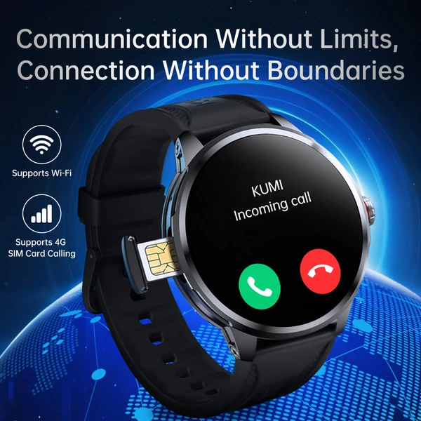 KUMI WATCH X3 Pro okosóra – 1.75" AMOLED kijelző, 4G hívás, 4GB+32GB tárhely, 2MP kamera, GPS, egészség- és sportkövetés – Szürke