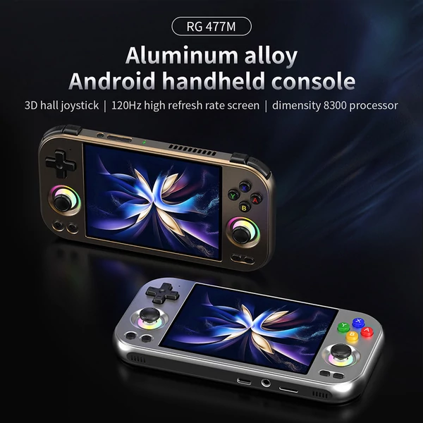 ANBERNIC RG477M AI játékkonzol, Android 14, 12GB RAM, 256GB tárhely, 4.7" 120Hz érintőkijelző, WiFi 6E, Bluetooth 5.3 - Ezüst