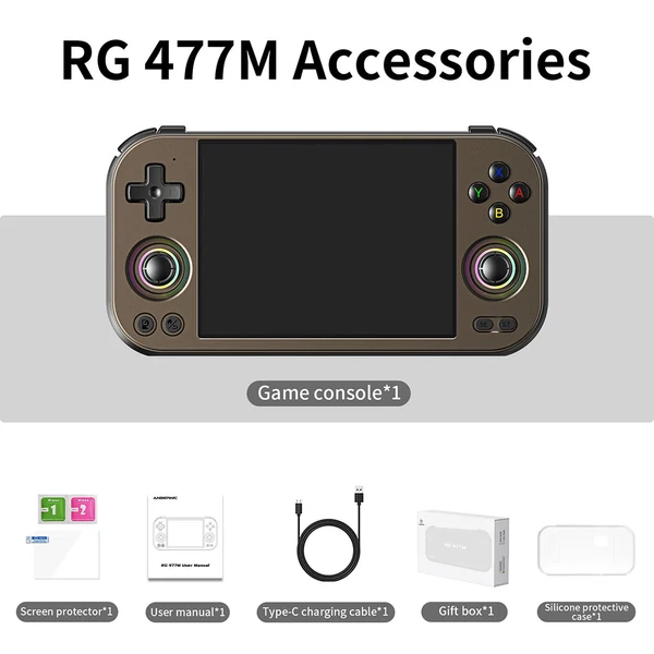 ANBERNIC RG477M AI játékkonzol, Android 14, 12GB RAM, 256GB tárhely, 4.7" 120Hz érintőkijelző, WiFi 6E, Bluetooth 5.3 - Bronz