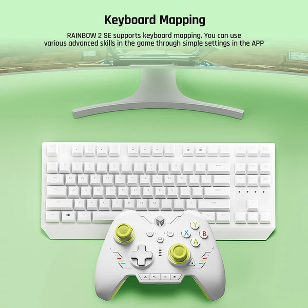 BIGBIG WON Rainbow 2 SE vezetékes/BT játékvezérlő – Hall effektus, 12-bit ADC, Switch/PC/Android/iOS kompatibilis - Zöld