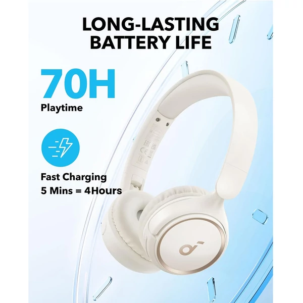 Anker Soundcore H30i Bluetooth fejhallgató – 70 óra üzemidő, multipont kapcsolat - Fehér