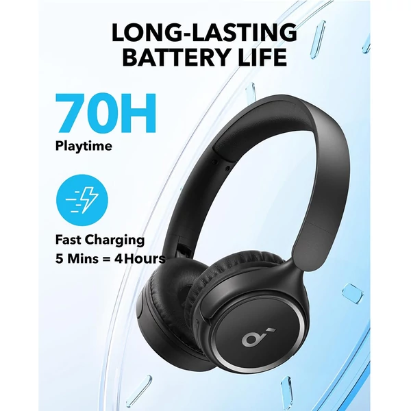Anker Soundcore H30i Bluetooth fejhallgató – 70 óra üzemidő, multipont kapcsolat - Fekete