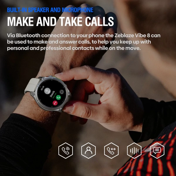 Zeblaze VIBE 8 strapabíró okosóra, 1.43" AMOLED, pulzus- és alvásmérés, 100+ sportmód, 60 napos üzemidő – Fekete