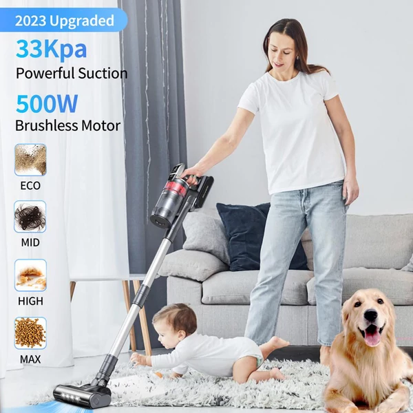 UMLO V160 vezeték nélküli porszívó – 500W, 33kPa szívóerő, 60 perc üzemidő, szőrtelenítő kefe, szőnyegre és kemény padlóra