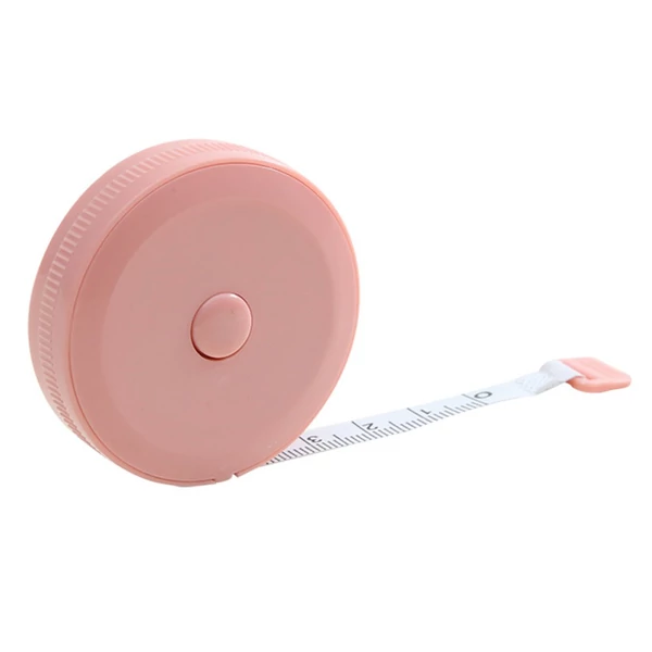 150 cm-es kerek műanyag mérőszalag, automata visszahúzós – Pink