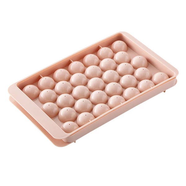 4 darabos, 33 üreges kerek jégkocka forma – whiskygolyók, jégnyalóka és nyalóka készítéséhez - Pink