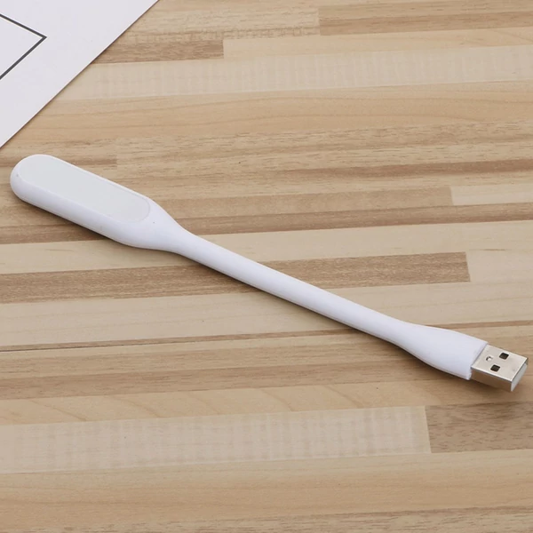 Hordozható USB LED olvasólámpa hajlítható karral, mini éjszakai lámpa laptophoz és számítógéphez – Fehér