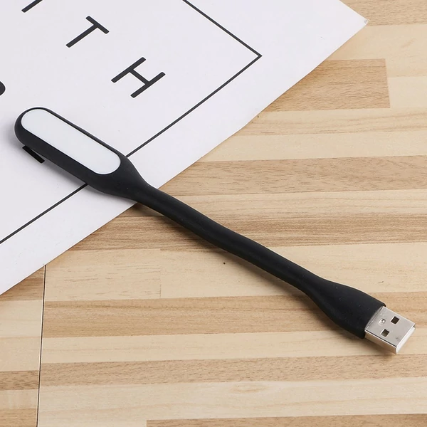 Hordozható USB LED olvasólámpa hajlítható karral, mini éjszakai lámpa laptophoz és számítógéphez – Fekete