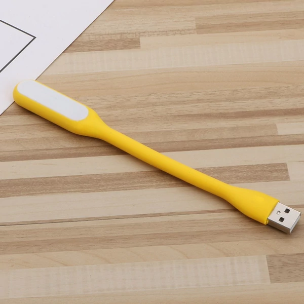 Hordozható USB LED olvasólámpa hajlítható karral, mini éjszakai lámpa laptophoz és számítógéphez – Sárga