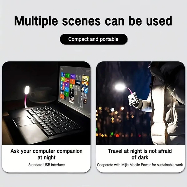 Hordozható USB LED olvasólámpa hajlítható karral, mini éjszakai lámpa laptophoz és számítógéphez – Sárga