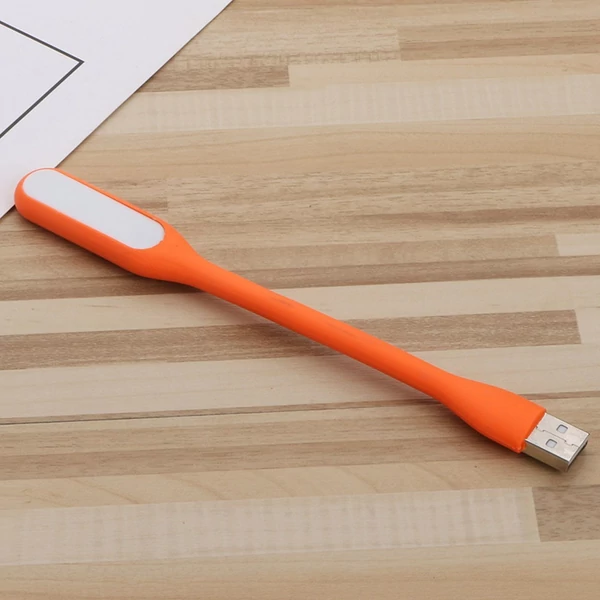 Hordozható USB LED olvasólámpa hajlítható karral, mini éjszakai lámpa laptophoz és számítógéphez – Narancs