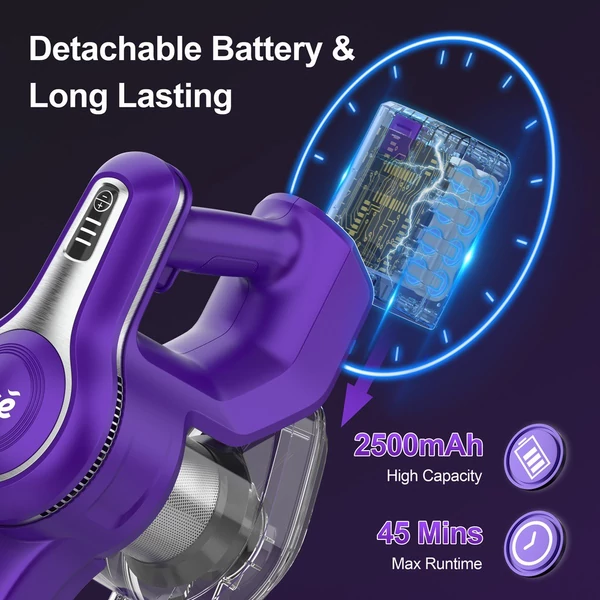 INSE S62 vezeték nélküli állóporszívó – 30kPa szívóerő, 300W motor, 45 perc üzemidő, LED világítás