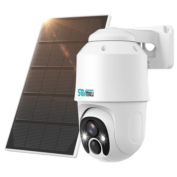 SOVMIKU CQ1A 2K napelemes biztonsági kamera – 9000mAh, kétirányú hang, mozgásérzékelés, 360° panoráma, színes éjjellátás