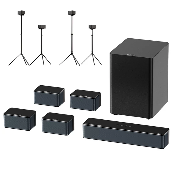 Ultimea Poseidon D80 Boom 7.1 soundbar + 2 hangfalállvány, Dolby Atmos, 500W, Bluetooth 5.3, APP vezérlés, EQ beállítások