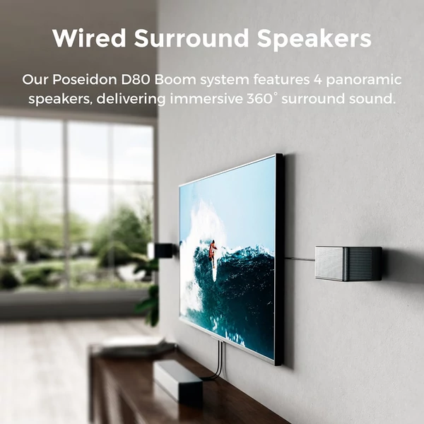 Ultimea Poseidon D80 Boom 7.1 Soundbar + Steady 300 hangfalállvány, Dolby Atmos, 500W, Bluetooth 5.3, EQ, APP vezérlés
