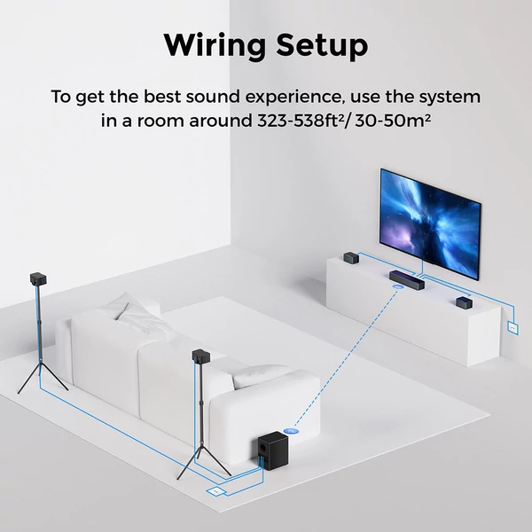 Ultimea Poseidon D80 7.1 Soundbar mélynyomóval – Dolby Atmos, 500W, Bluetooth 5.3, APP vezérlés, 10 sávos EQ