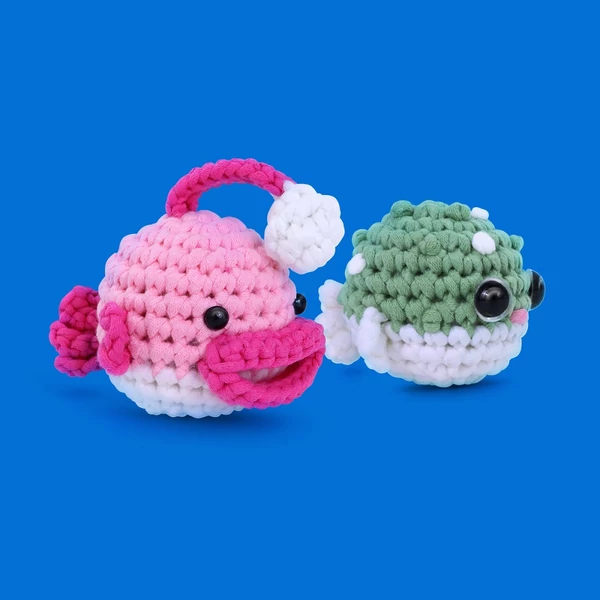 Amigurumi horgolókészlet kezdőknek – állatfigura csomag videós útmutatóval, Anglerpuff minta