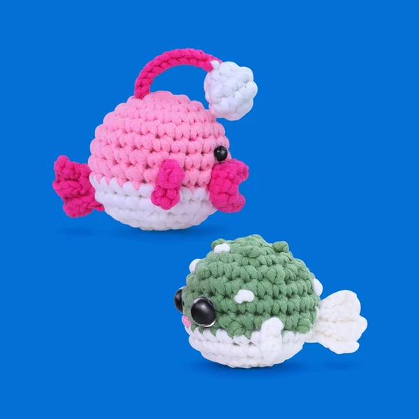 Amigurumi horgolókészlet kezdőknek – állatfigura csomag videós útmutatóval, Anglerpuff minta