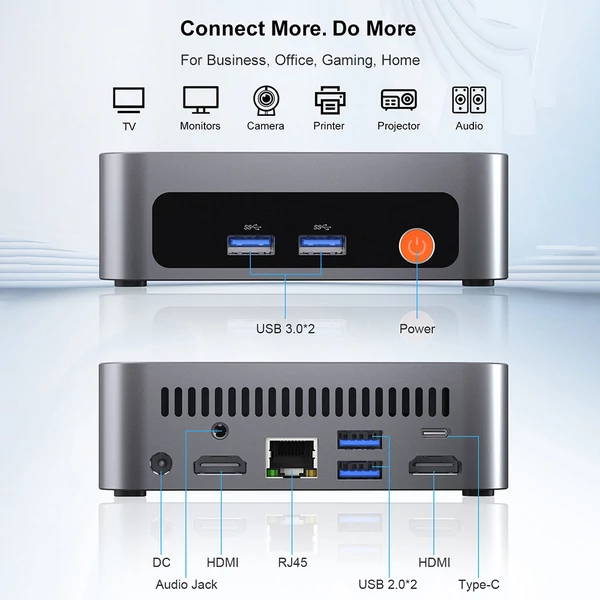 Ninkear M7 Mini PC, Ryzen 5 7430U, 16GB RAM 512GB SSD, 4K tripla kijelző HDMI+Type-C, WiFi 6, BT 5.2, USB, LAN