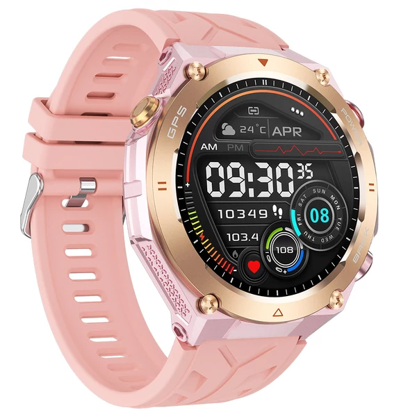 SENBONO KC82 okosóra egészségfigyelés, Bluetooth hívás, 100+ sportmód, AI asszisztens, beépített GPS, vízálló - Arany számlappal