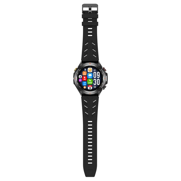SENBONO KC82 okosóra egészségfigyelés, Bluetooth hívás, 100+ sportmód, AI asszisztens, beépített GPS, vízálló - Fekete számlappal