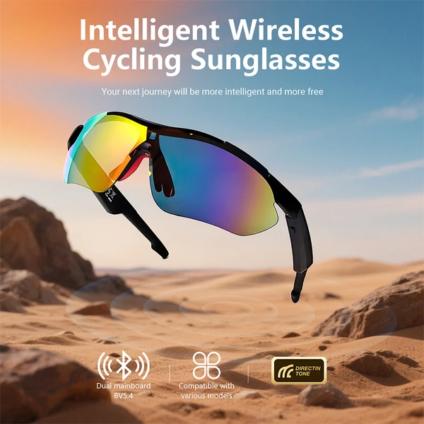SENBONO QYpro 3 Intelligens Bluetooth kerékpáros napszemüveg, 6 órás üzemidő, AI hangasszisztens, egygombos vezérlés - Fehér-kék