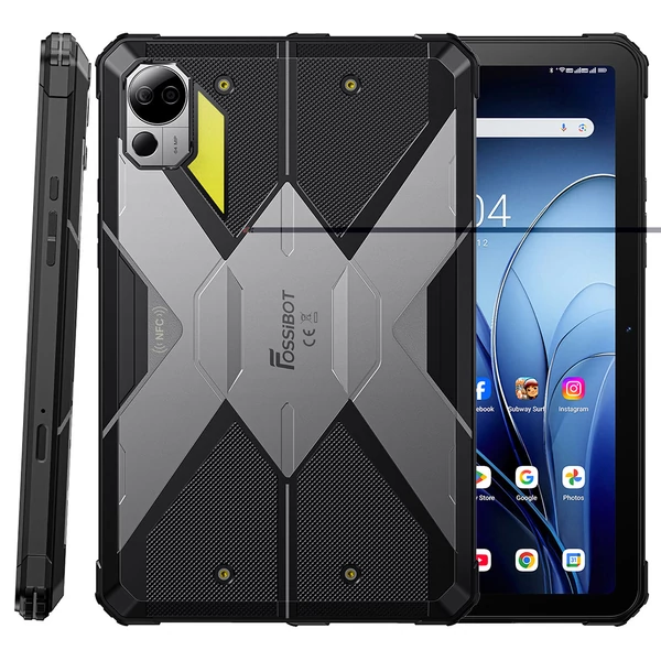FOSSiBOT DT3 5G ütésálló tablet 10,4" 2K, Android 15, 12/256GB, 21560mAh 66W, 64+32MP kamera, NFC, ujjlenyomat+Face ID - Szürke