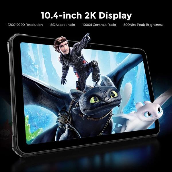 FOSSiBOT DT3 5G ütésálló tablet 10,4" 2K, Android 15, 12/256GB, 21560mAh 66W, 64+32MP kamera, NFC, ujjlenyomat+Face ID - Szürke