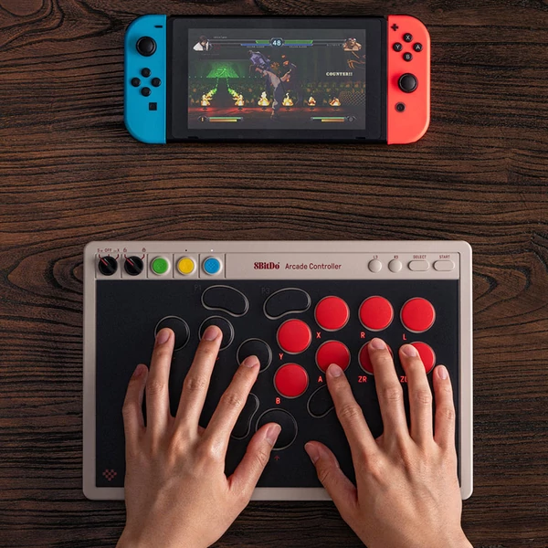 8BitDo arcade kontroller Switchhez és Windows-hoz, dinamikus gombkiosztás, leverless, precíz vezérlés, karc- és ujjlenyomatálló