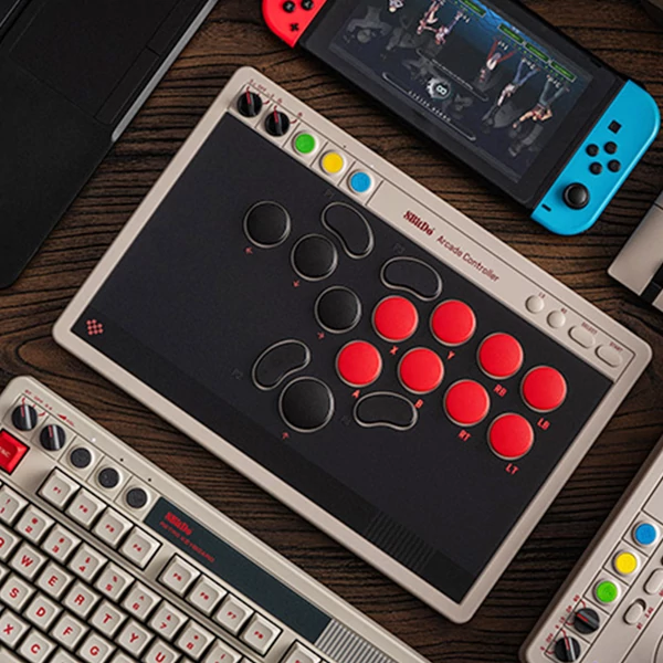 8BitDo arcade kontroller Switchhez és Windows-hoz, dinamikus gombkiosztás, leverless, precíz vezérlés, karc- és ujjlenyomatálló