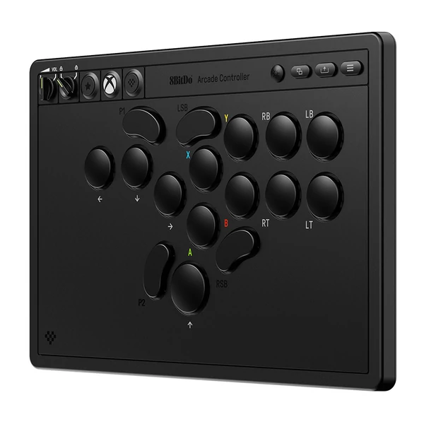 8BitDo Arcade kontroller Xboxhoz, kompatibilis Series X|S, One és Windows, RGB fénygyűrű, 4ms vezetékes késés