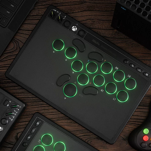 8BitDo Arcade kontroller Xboxhoz, kompatibilis Series X|S, One és Windows, RGB fénygyűrű, 4ms vezetékes késés