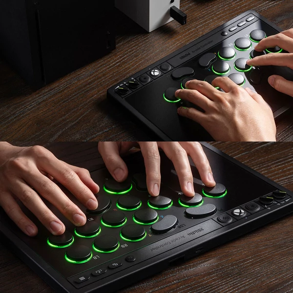 8BitDo Arcade kontroller Xboxhoz, kompatibilis Series X|S, One és Windows, RGB fénygyűrű, 4ms vezetékes késés