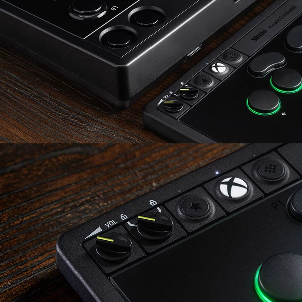 8BitDo Arcade kontroller Xboxhoz, kompatibilis Series X|S, One és Windows, RGB fénygyűrű, 4ms vezetékes késés