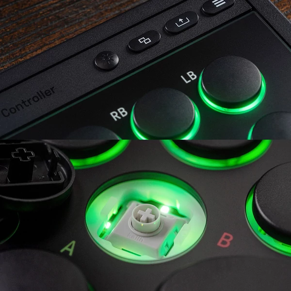 8BitDo Arcade kontroller Xboxhoz, kompatibilis Series X|S, One és Windows, RGB fénygyűrű, 4ms vezetékes késés