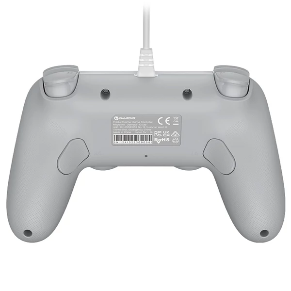 GameSir T3 Lite vezetékes szimmetrikus PC/Switch/Android/iOS kontroller, 1000Hz, Hall stick, turbó, rezgés, 2 programozható gomb – Fehér