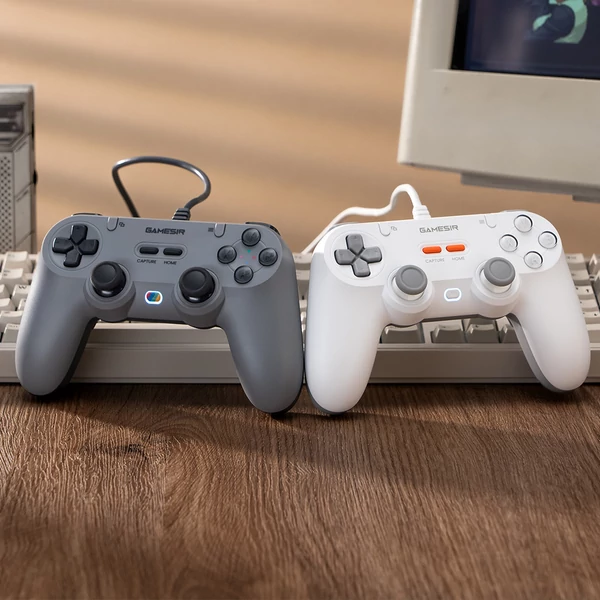 GameSir T3 Lite vezetékes szimmetrikus PC/Switch/Android/iOS kontroller, 1000Hz, Hall stick, turbó, rezgés, 2 programozható gomb – Fehér
