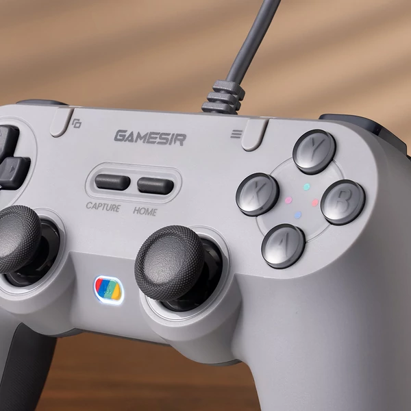 GameSir T3 Lite vezetékes szimmetrikus PC/Switch/Android/iOS kontroller, 1000Hz, Hall stick, rezgés, turbó, 2 programozható gomb – Szürke